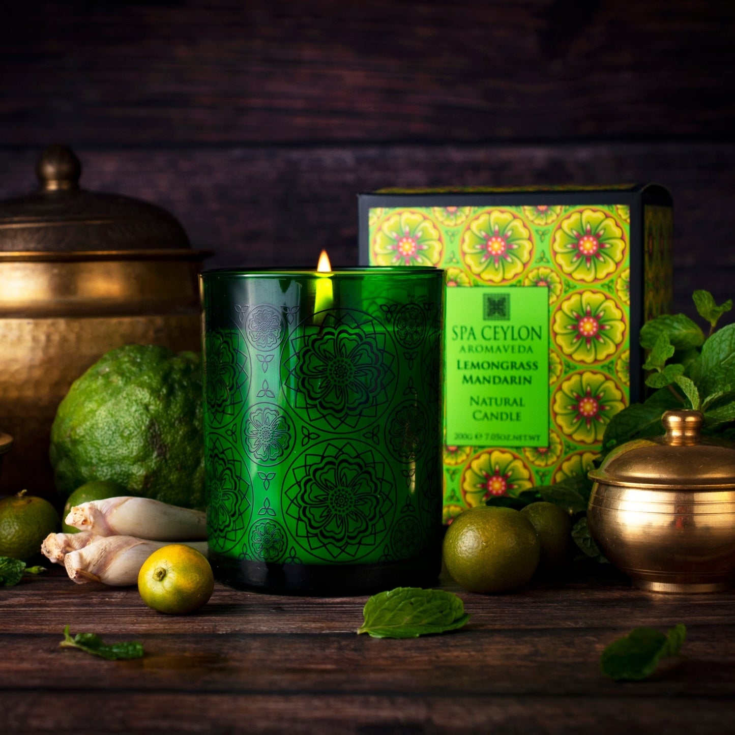 Lemongrass Mandarin - Natural Candle - 200g - Spa Ceylon UK