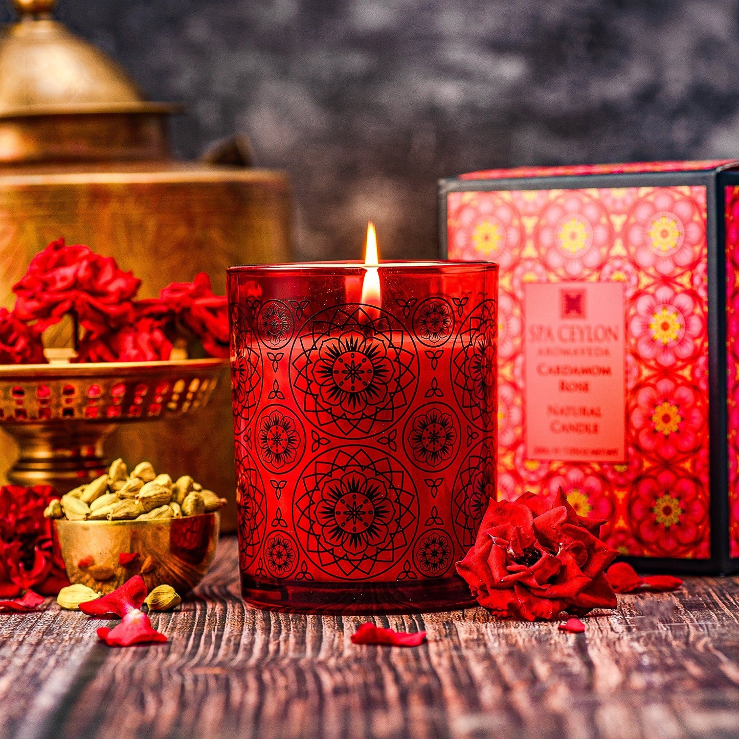 Cardamom Rose - Natural Candle - 200g - Spa Ceylon UK