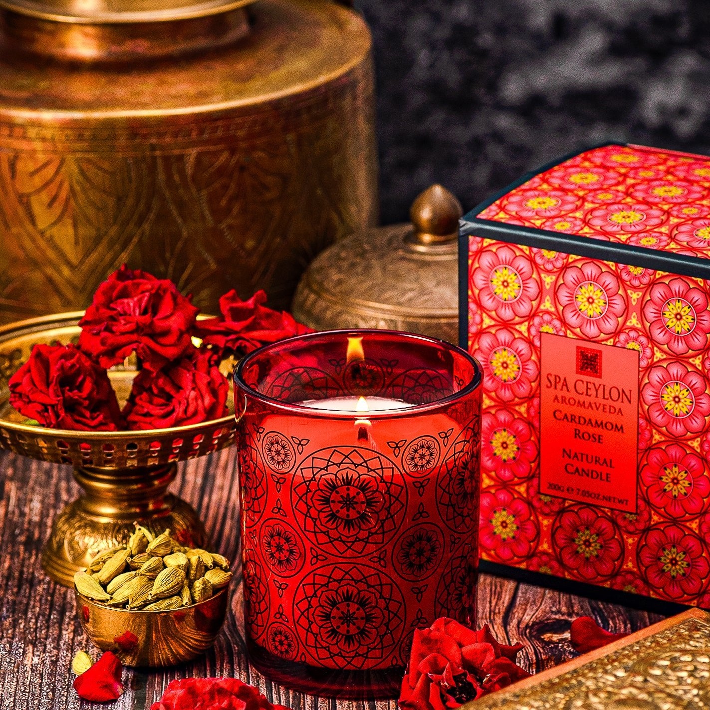 Cardamom Rose - Natural Candle - 200g - Spa Ceylon UK