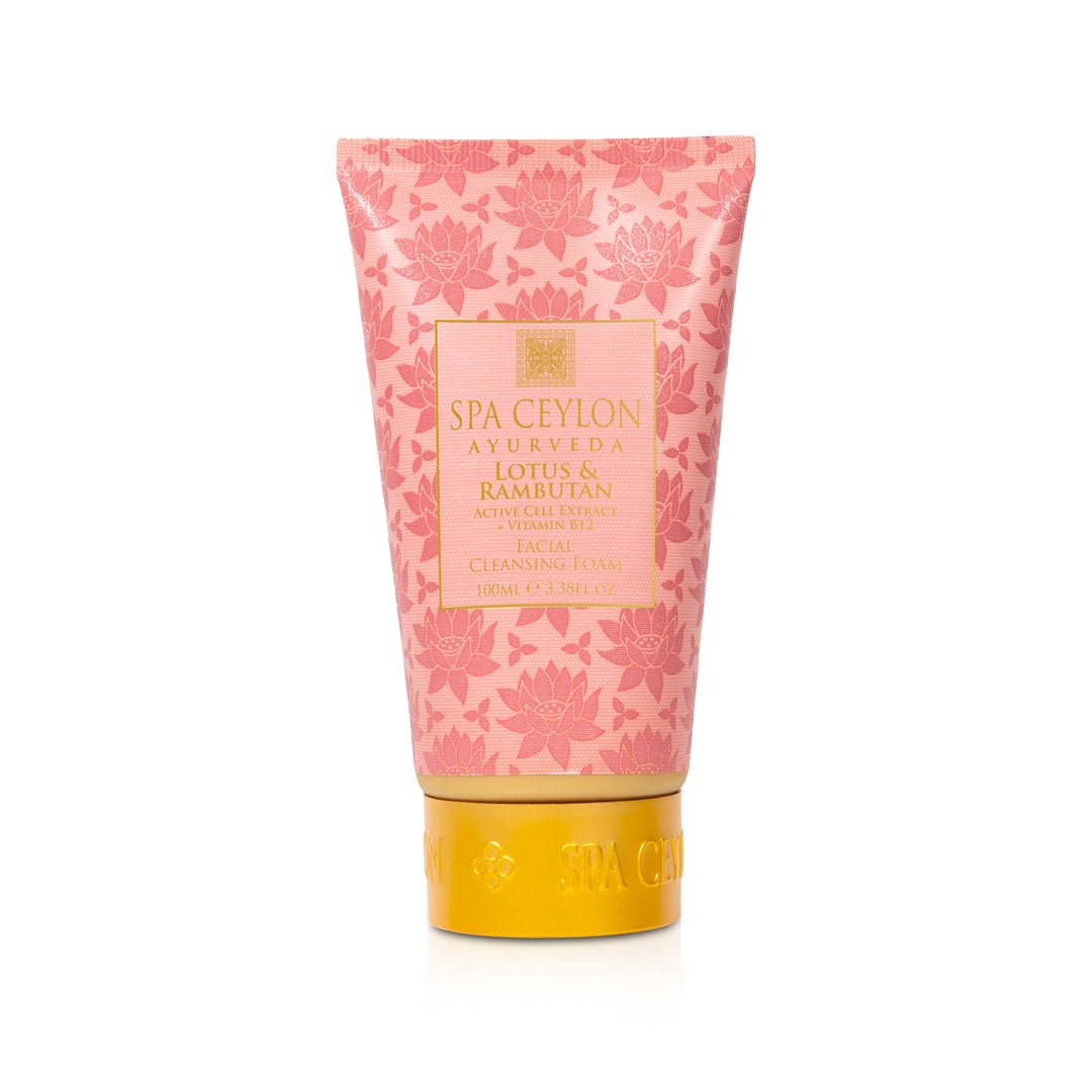 Lotus & Rambutan - Active Cell Extract + Vitamin B12 - Facial Cleansing Foam 100ml - Spa Ceylon UK