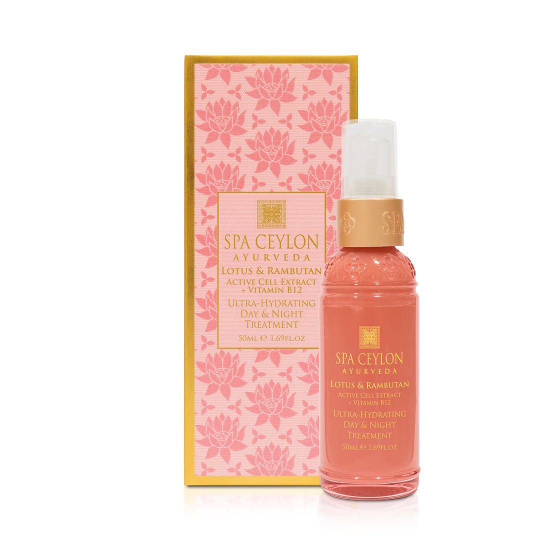 Lotus & Rambutan - Active Cell Extract + Vitamin B12 Ultra - Hydrating Day & Night Treatment 50ml - Spa Ceylon UK