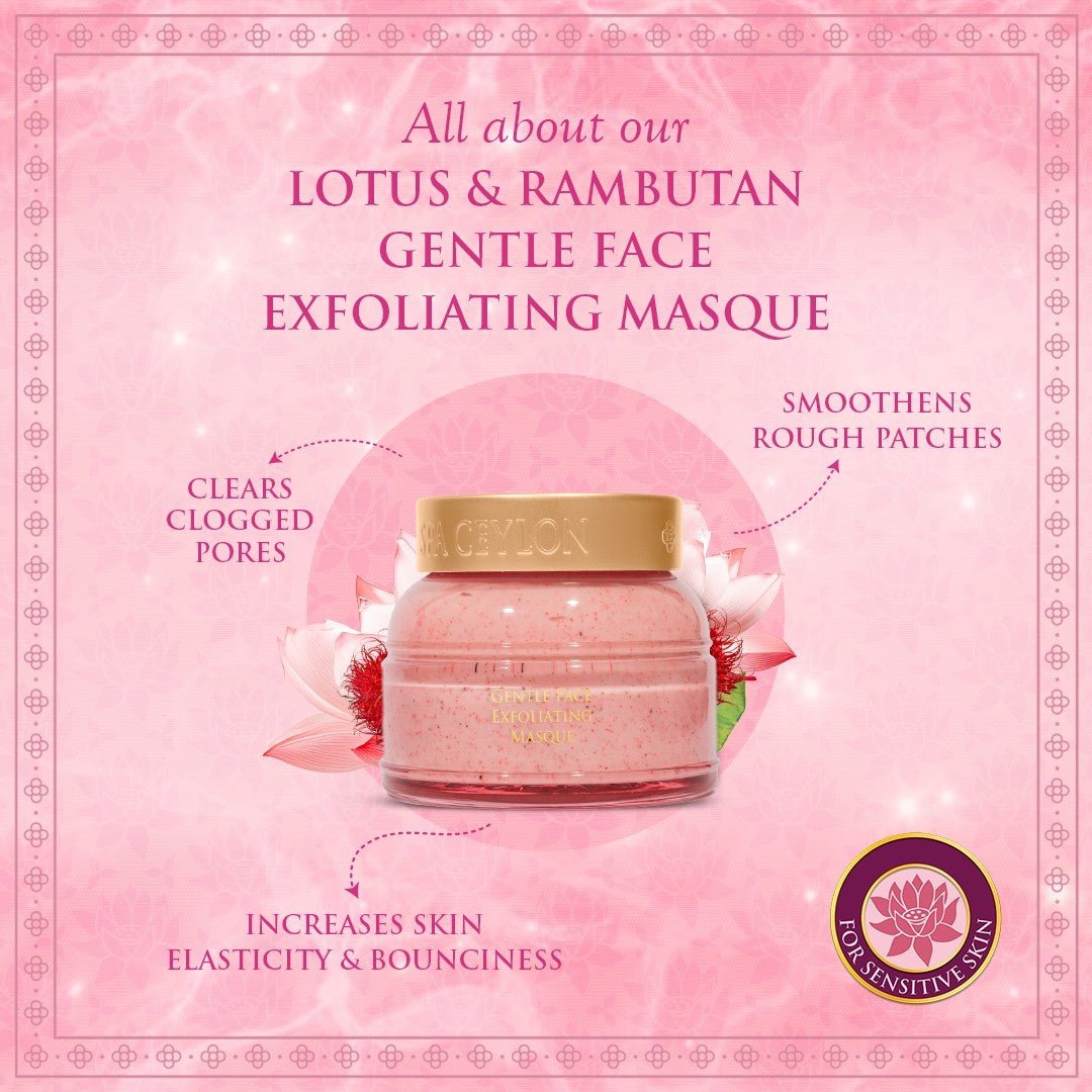 Lotus & Rambutan - Active Cell Extract + Vitamin B Plus Gentle Face Exfoliating Masque - 100g - Spa Ceylon UK