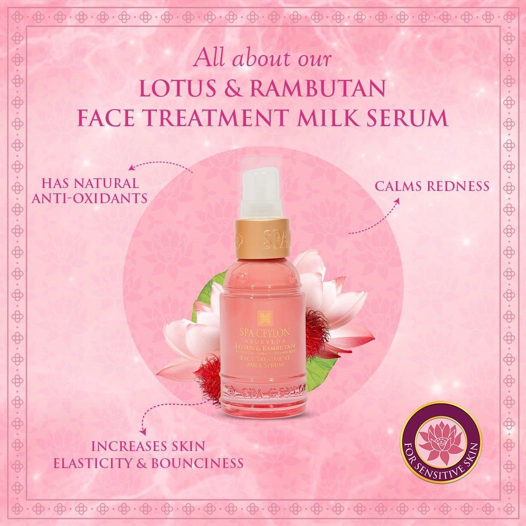 Lotus & Rambutan - Active Cell Extract + Vitamin B12 Face Treatment Milk Serum - 30ml - Spa Ceylon UK