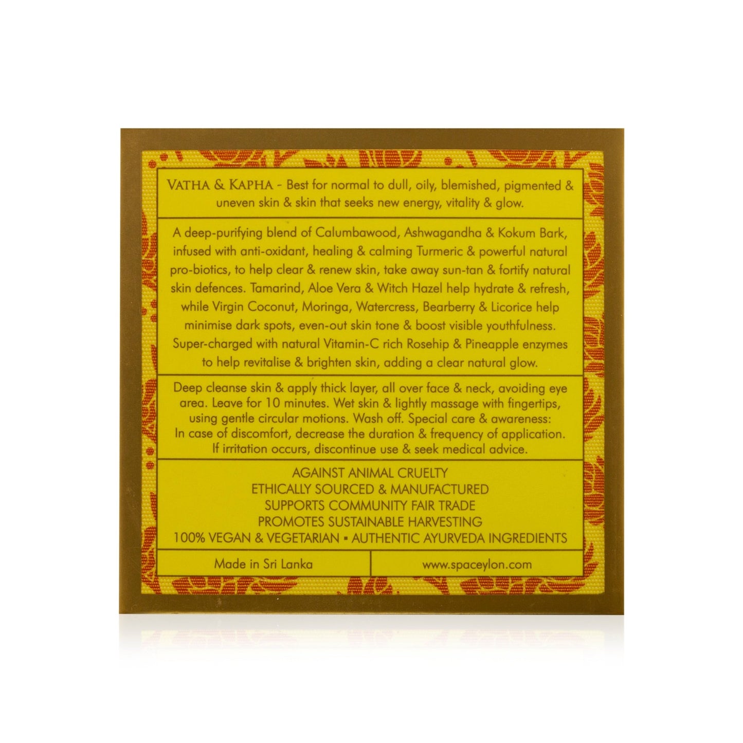True Turmeric - Vitamin C Glow - Exfoliating Clay Facial Masque 100g - Spa Ceylon UK