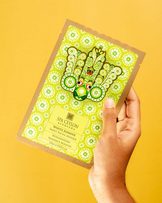 White Jasmine - Sheet Facial Masque - WonderHerbs Radiance Booster - Spa Ceylon UK