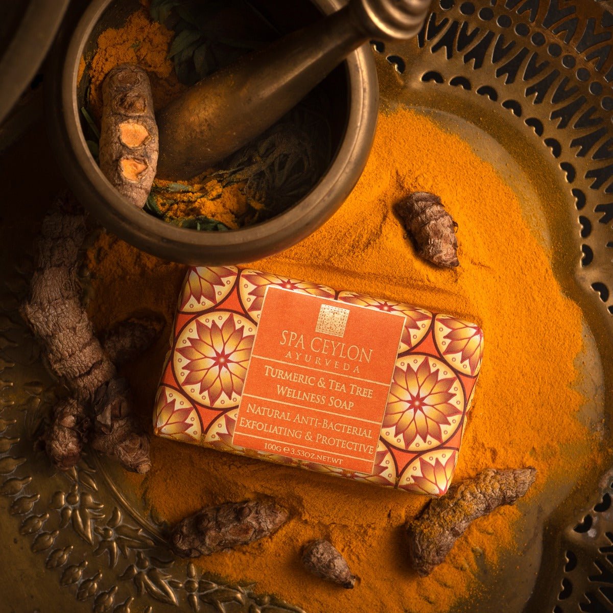 Turmeric & Tea Tree - Anti - Bacterial Exfoliating Wellness Soap 100g - Spa Ceylon UK