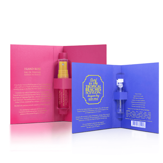 Island Rose – Eau de Perfume 3ml & Arugambay Beach Body Spray 2ml - Spa Ceylon UK
