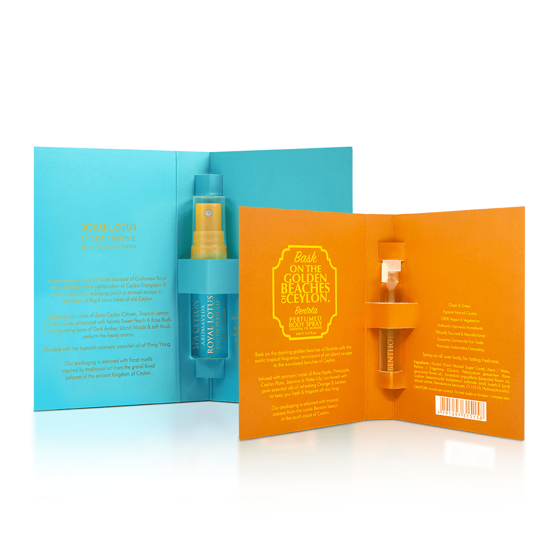 Royal Lotus – Eau de Perfume 3ml & Bentota - Beach Perfumed Body Spray 2ml - Spa Ceylon UK