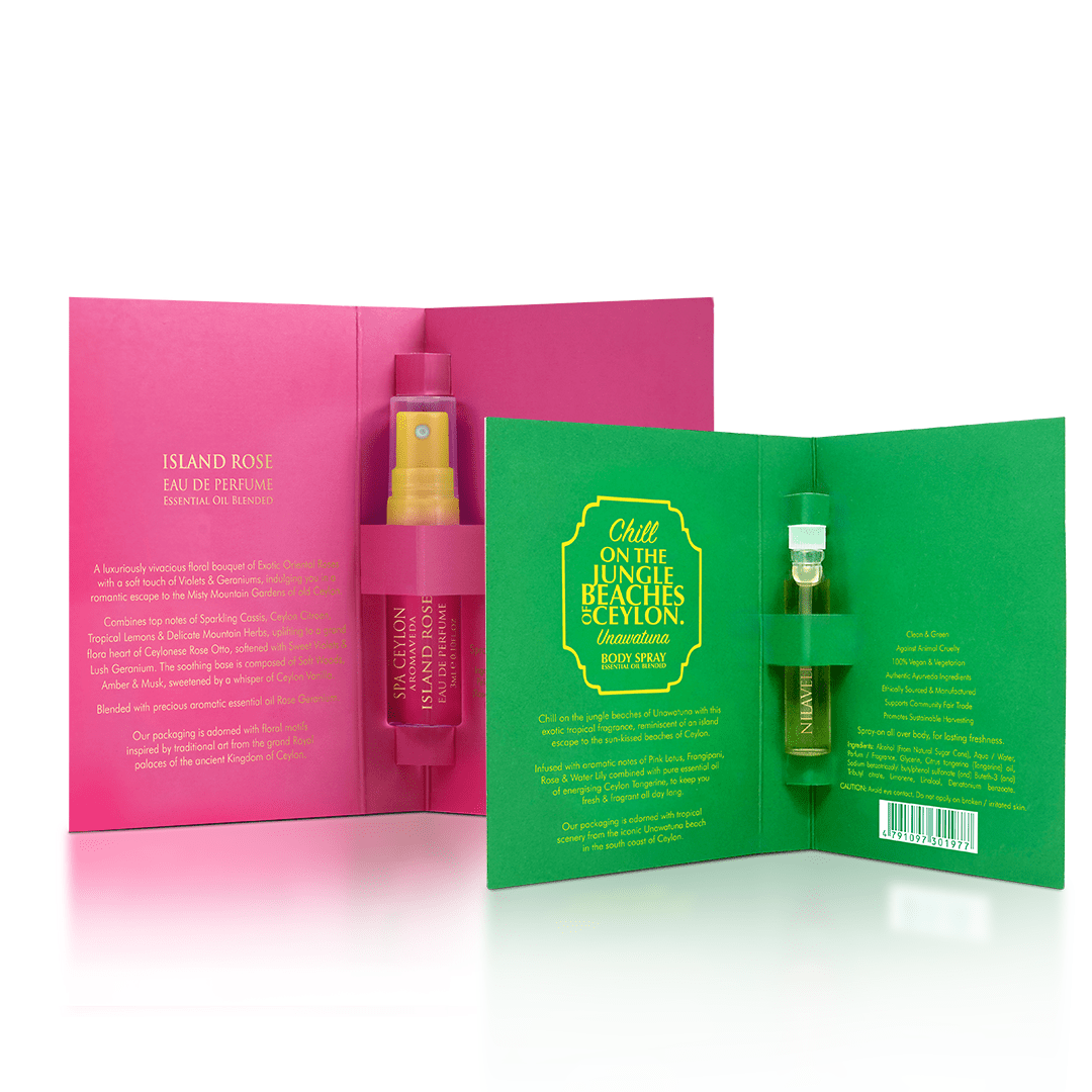 Island Rose – Eau de Perfume 3ml & Unawatuna - Beach Body Spray 2ml - Spa Ceylon UK