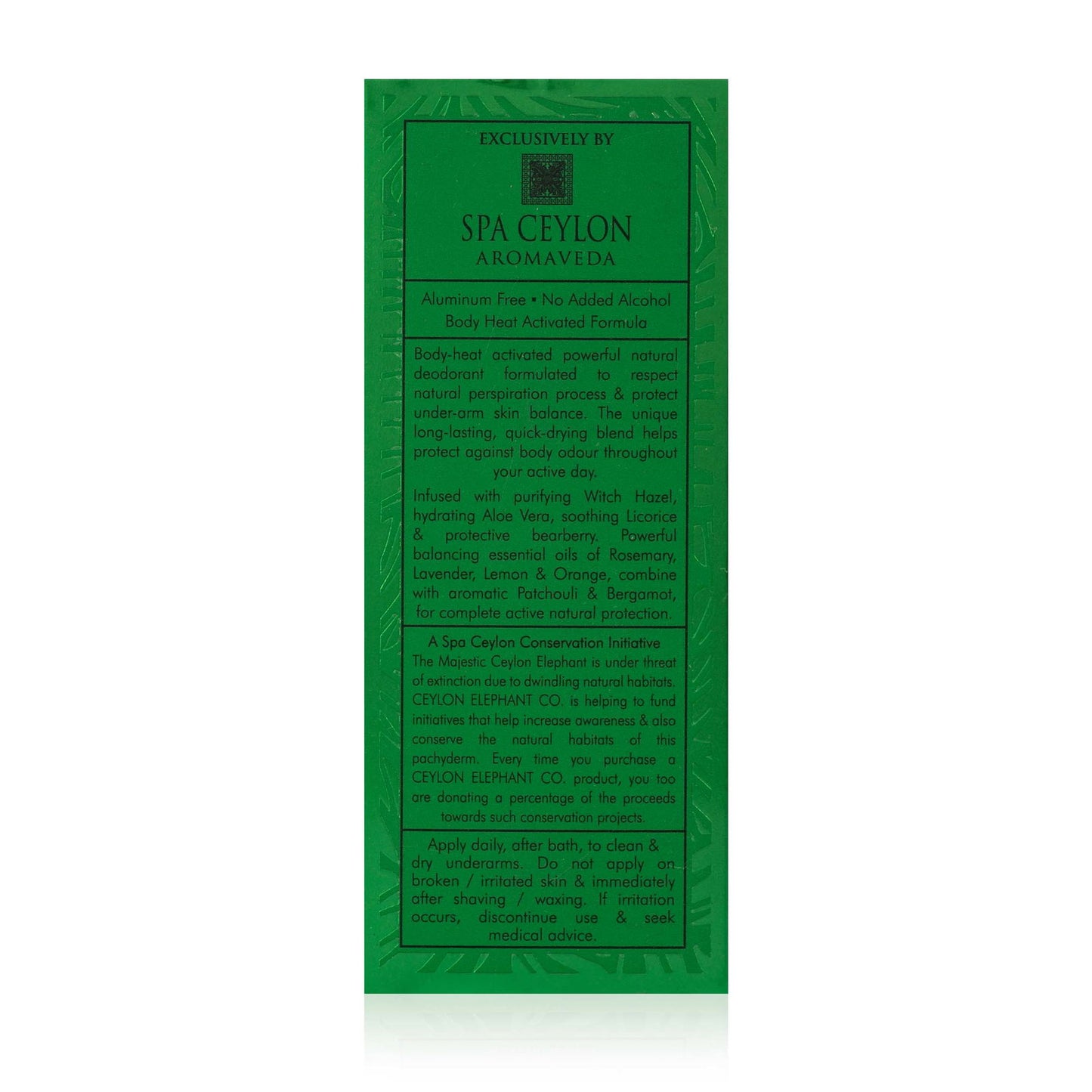 Forest Escape - Ceylon Elephant - Active Natural Deodorant For Men - 60ml - Spa Ceylon UK