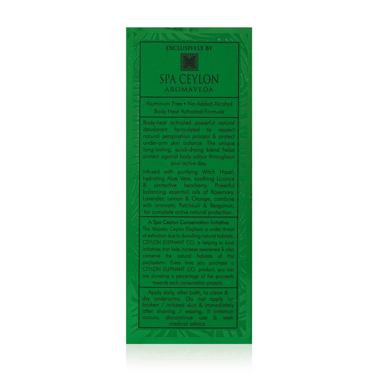 Forest Escape - Ceylon Elephant - Active Natural Deodorant For Men - 60ml - Spa Ceylon UK