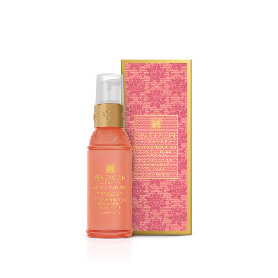 Lotus & Rambutan - Active Cell Extract + Vitamin B12 Ultra - Hydrating Day & Night Treatment 50ml - Spa Ceylon UK