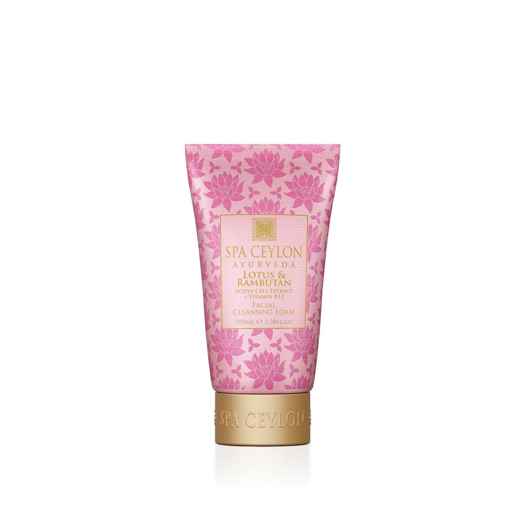 Lotus & Rambutan - Active Cell Extract + Vitamin B12 - Facial Cleansing Foam 100ml - Spa Ceylon UK